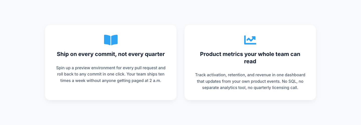 Minimal SaaS Two-Column Feature Cards