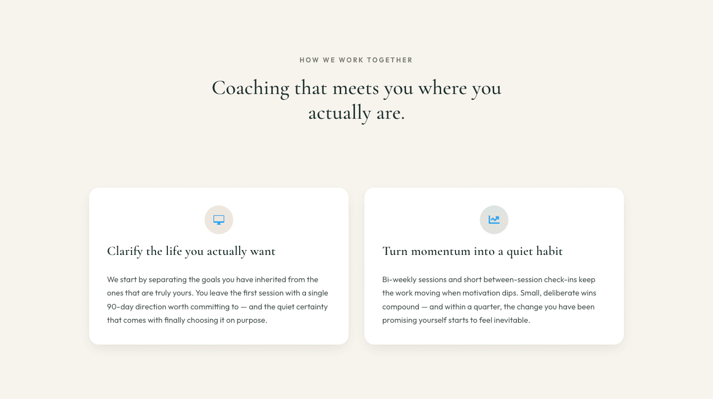 Elegant Coaching Cards Layout for Divi 5