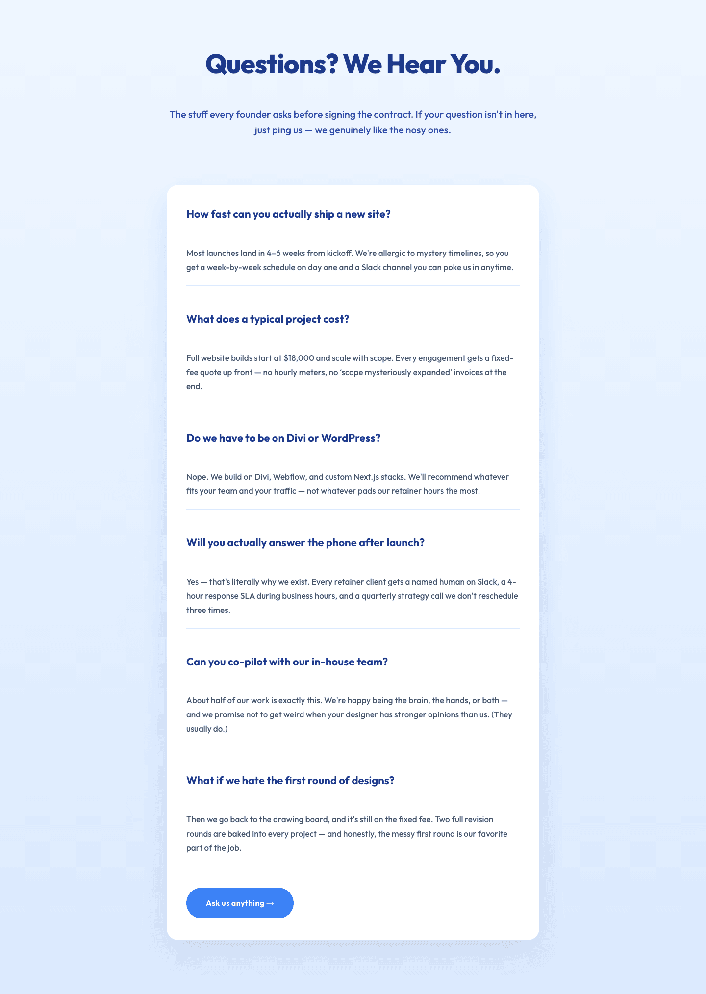 Playful Agency FAQ Section — Free Divi 5 Layout