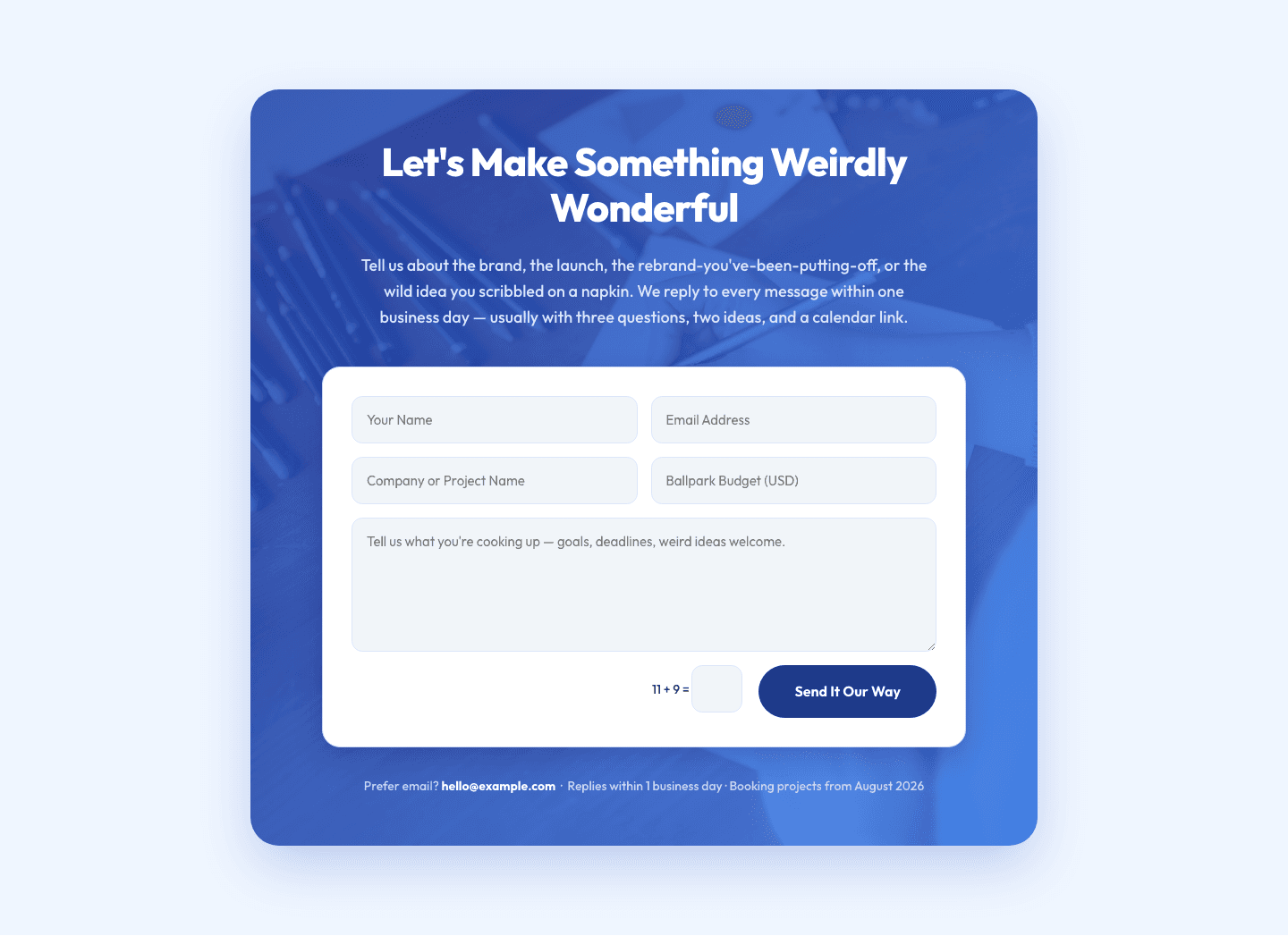 Playful Agency Contact Form Layout for Divi 5