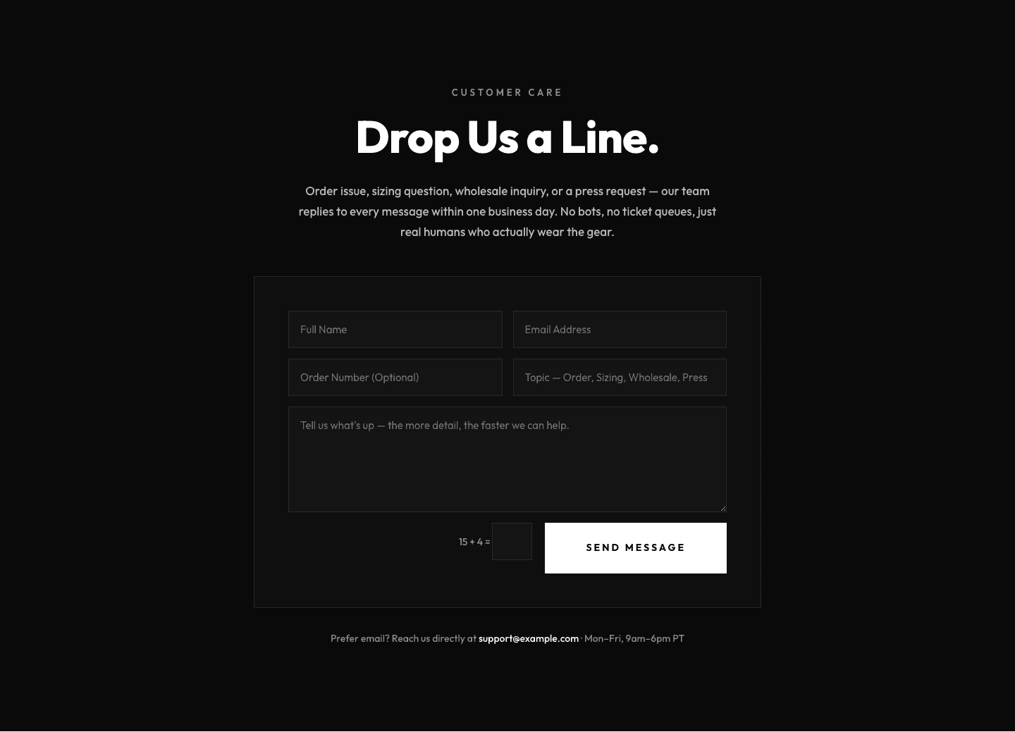 Bold Ecommerce Contact Form Layout for Divi 5 — Free
