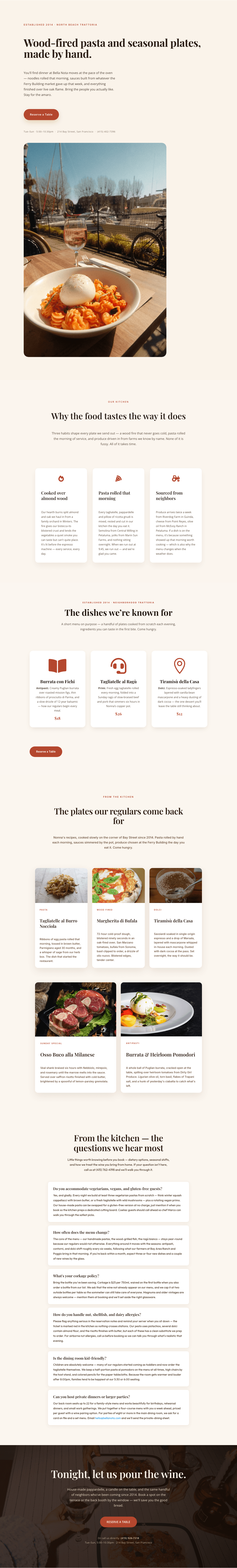 Bella Nota — Elegant Restaurant Menu Page for Divi 5