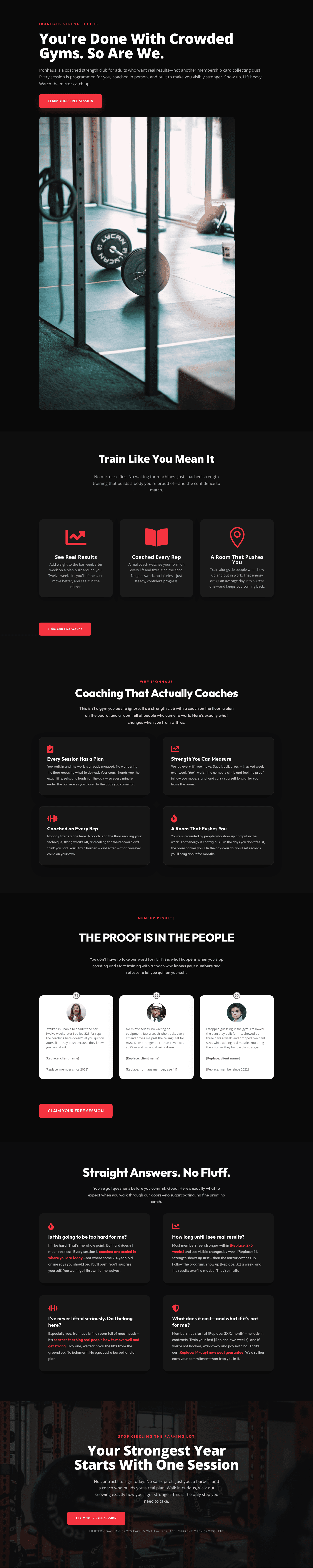 Ironhaus Strength Club — Bold Fitness Landing Page for Divi 5
