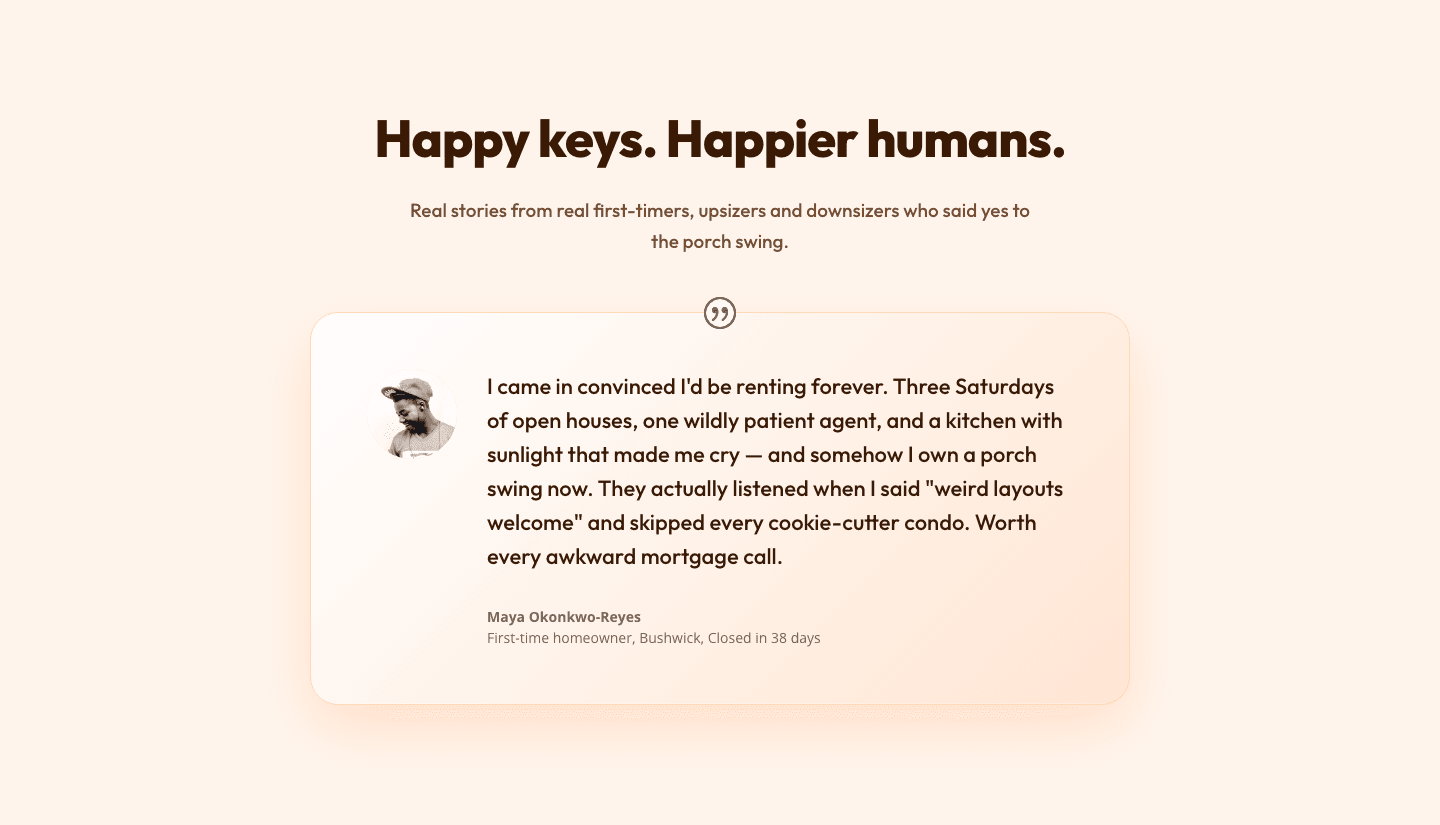 Playful Real Estate Testimonial Section for Divi 5