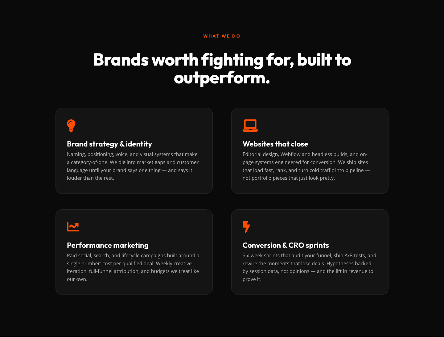 Bold Agency Features Section — Divi 5 Services Grid Layout