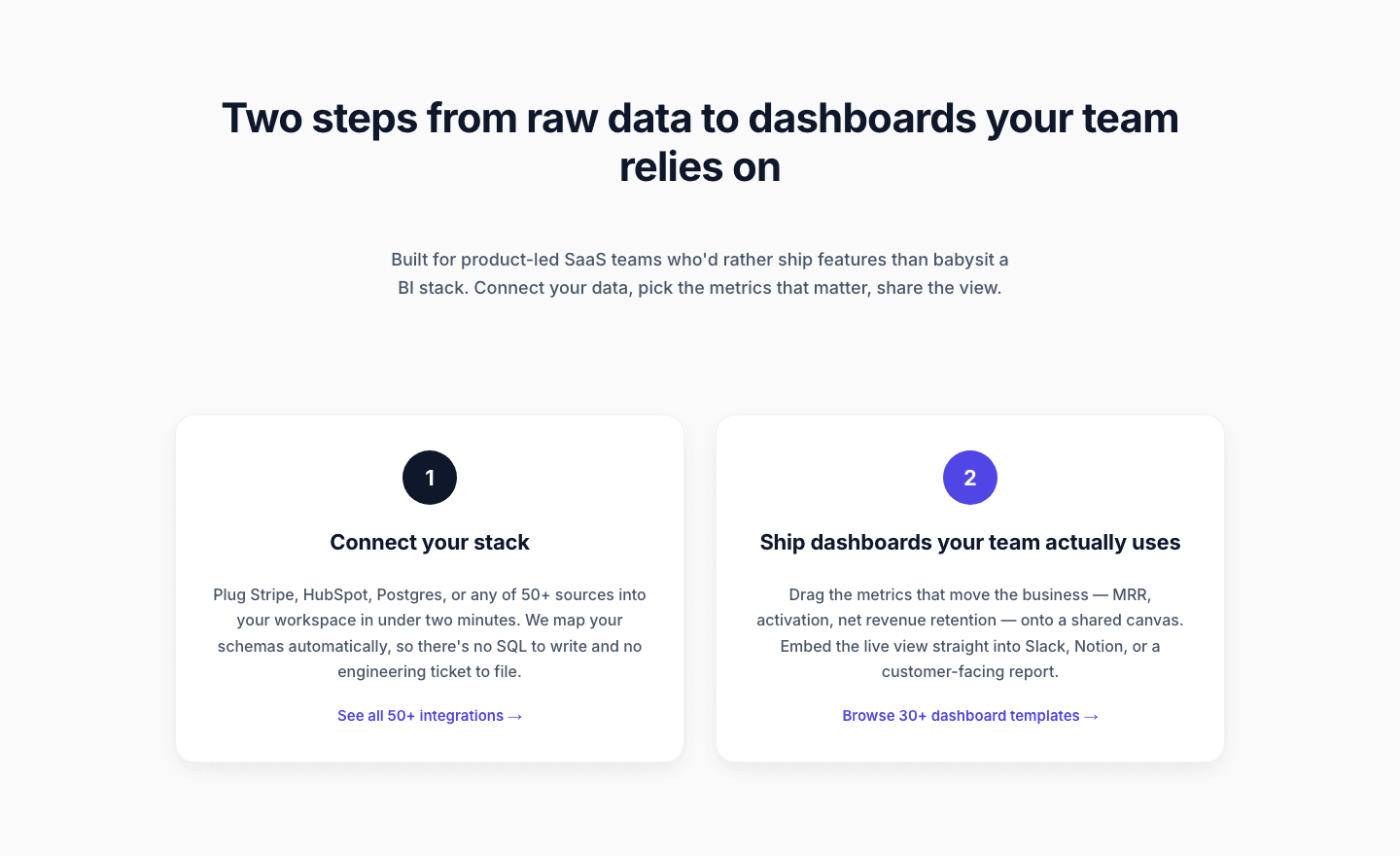 Minimal SaaS Two-Step Onboarding Cards for Divi 5