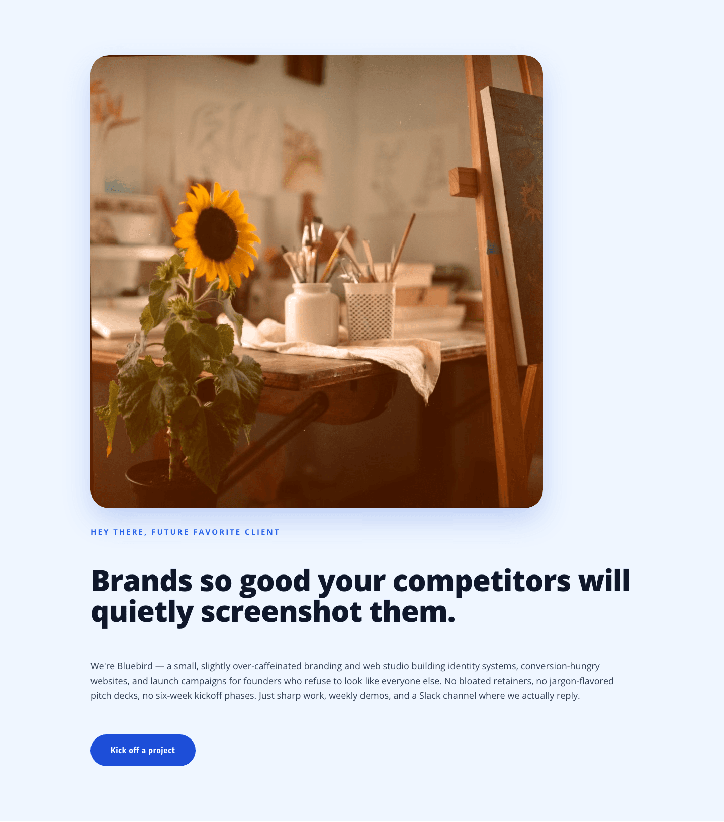 Playful Agency Hero — Friendly Branding Studio Divi 5 Layout