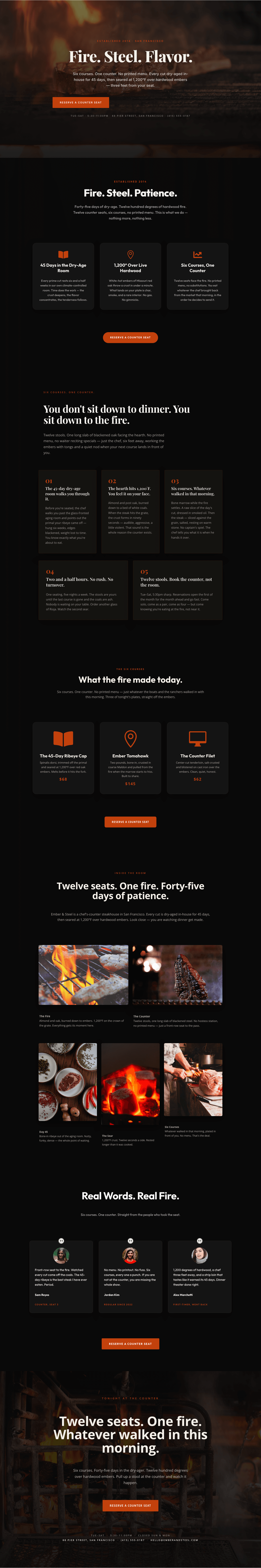 Ember & Steel — Bold Steakhouse Landing Page for Divi 5