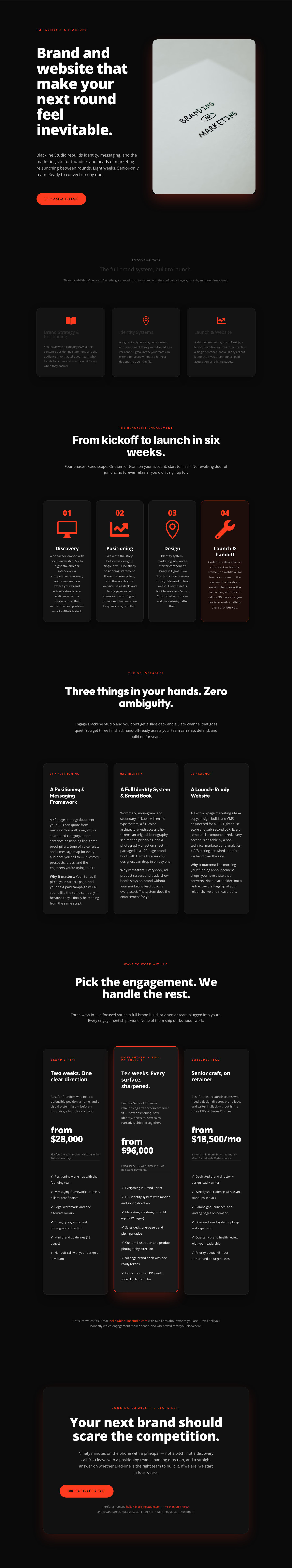Blackline Studio — Bold Agency Services Page for Series A–C Startups