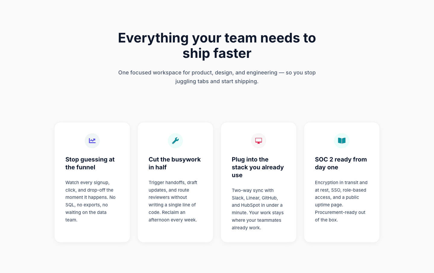 Minimal SaaS Feature Cards Layout — 4-Column Divi 5 Section