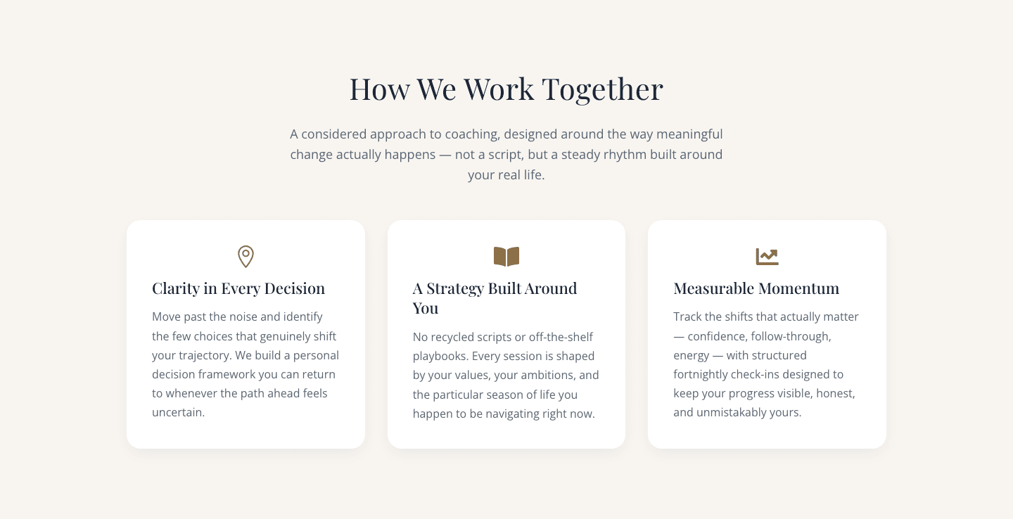 Elegant Coaching Approach Cards Section for Divi 5