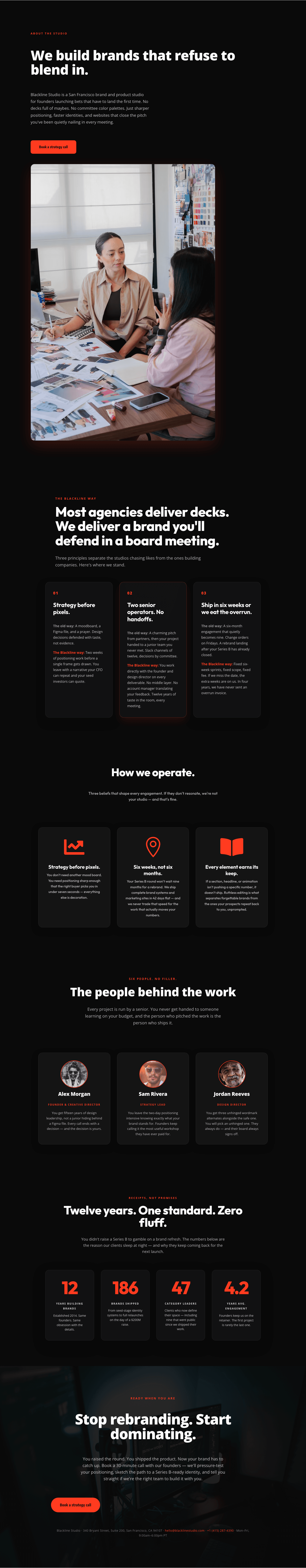 Blackline Studio — Bold Agency About Page for Divi 5