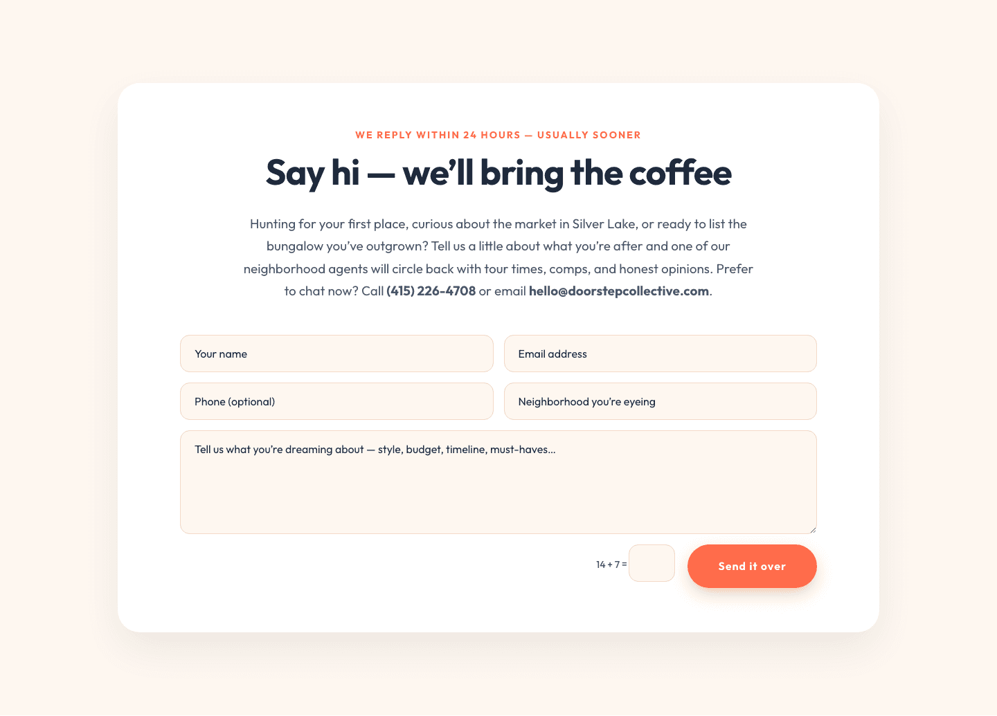 Playful Real Estate Contact Form Divi 5 Layout