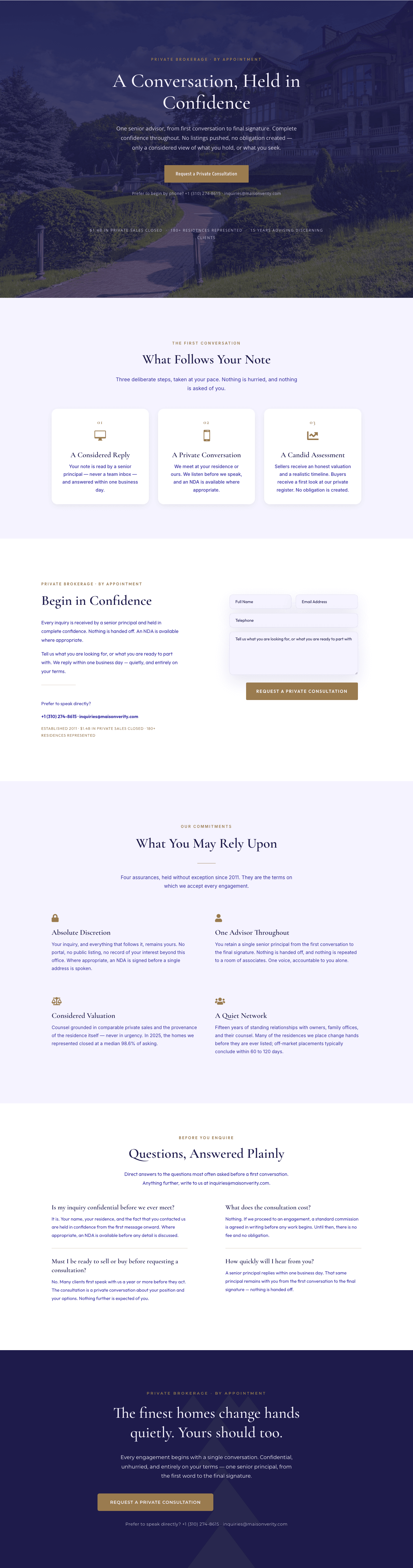 Maison Verity — Elegant Real Estate Private Consultation Page for Divi 5