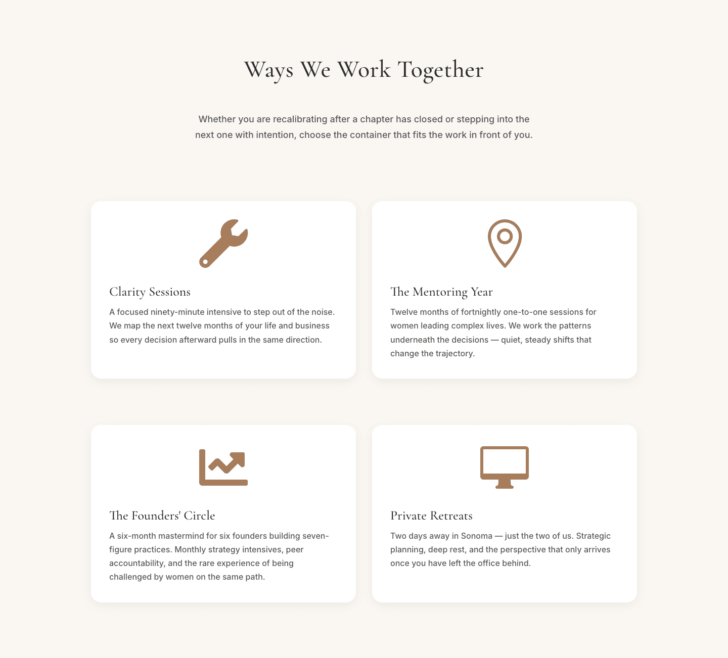 Elegant Coaching Programs Cards Section for Divi 5