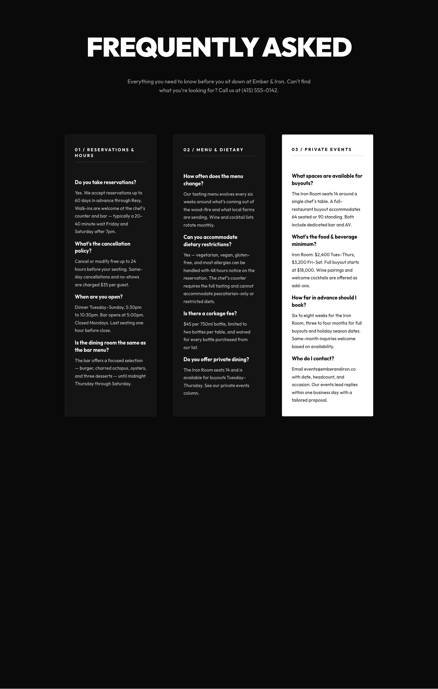 Bold Restaurant FAQ Section — Free Divi 5 Layout