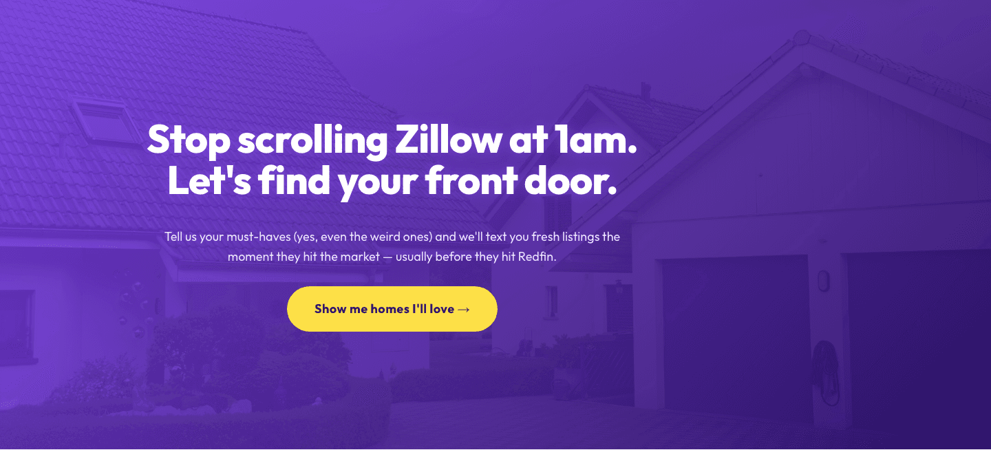 Playful Real Estate CTA — Purple Gradient Listing Alert Signup