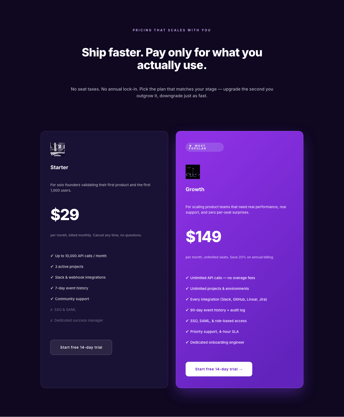 Bold Two-Column SaaS Pricing Layout for Divi 5