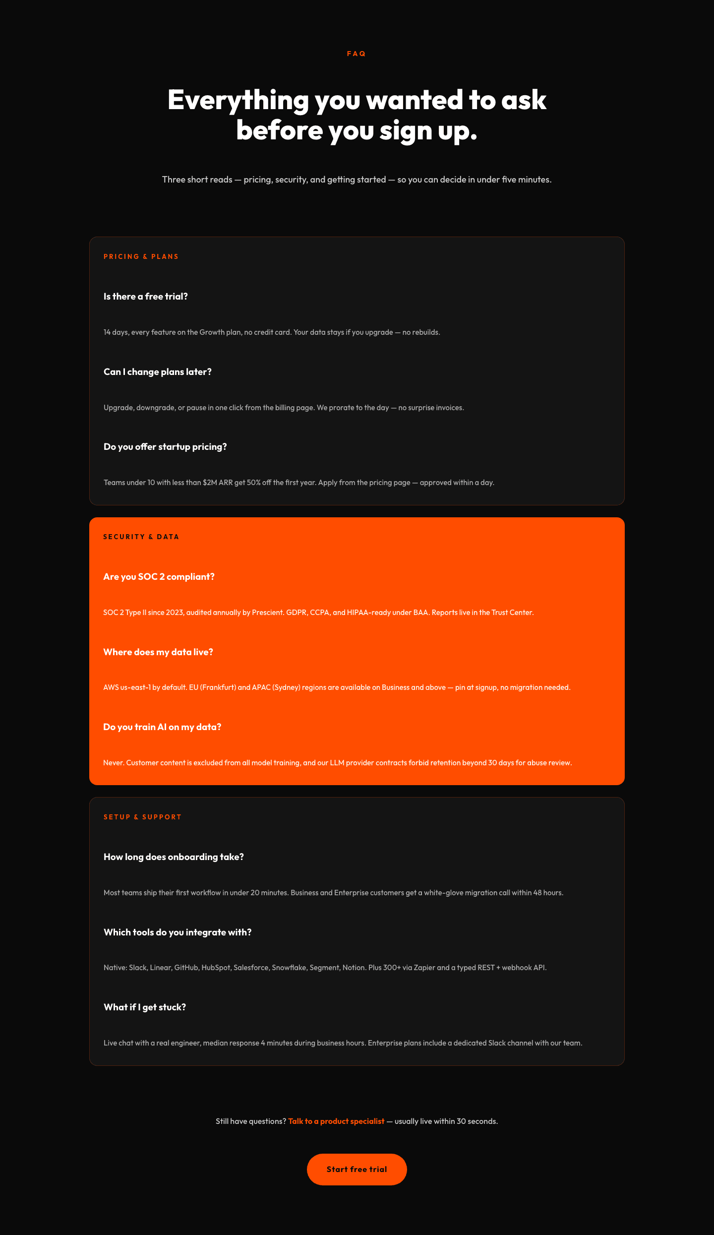 Bold SaaS FAQ Section — Divi 5 Layout
