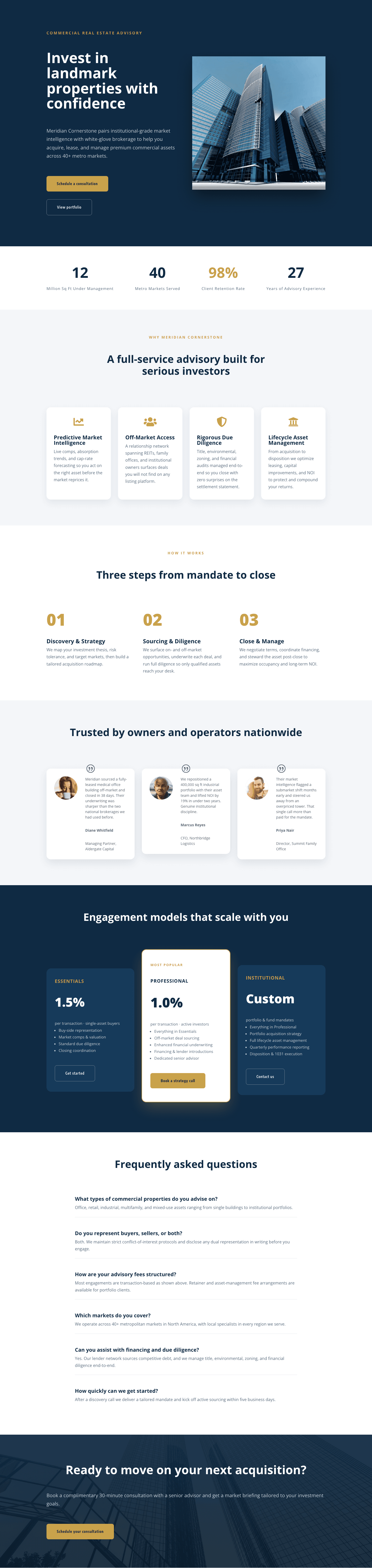 Commercial Real Estate Advisory Landing Page — Divi 5 Layout