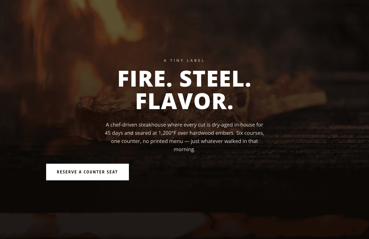 Bold Steakhouse Hero Section for Divi 5 — Dark Monochrome Restaurant Layout