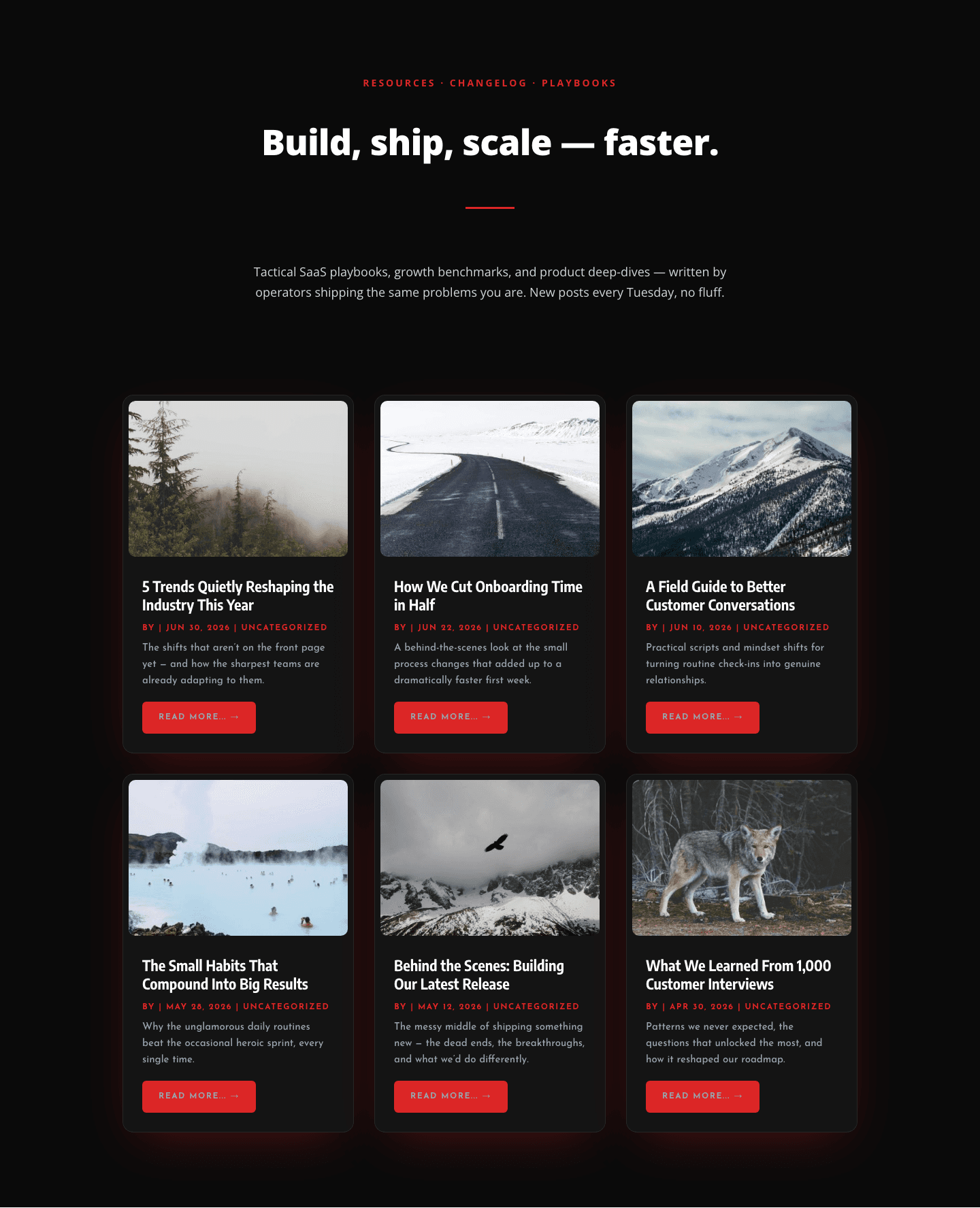 Bold SaaS Blog Layout — Resources & Insights Grid for Divi 5