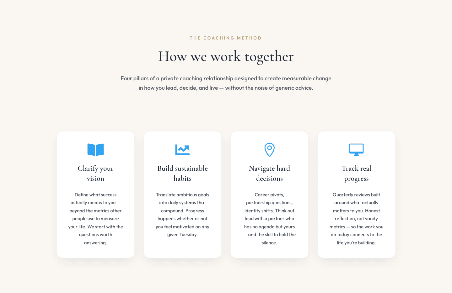 Elegant Coaching Pillars Cards Layout for Divi 5