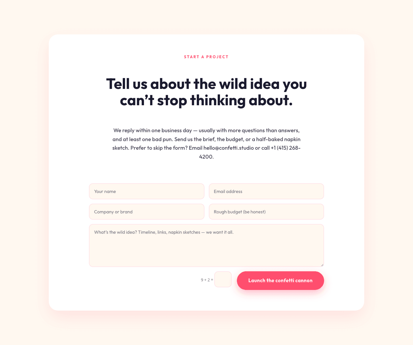 Playful Agency Contact Form Layout for Divi 5 — Confetti Studio