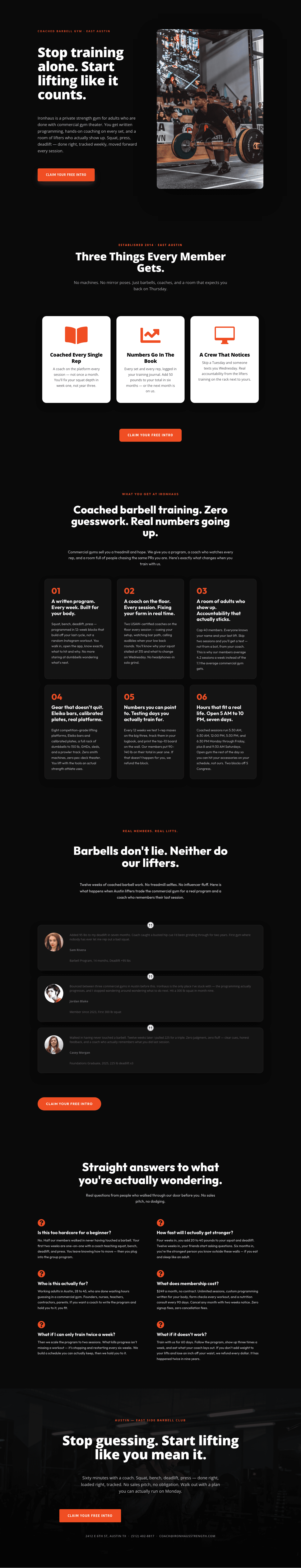 Ironhaus Strength Club — Bold Fitness Landing Page | Divi 5 Layout